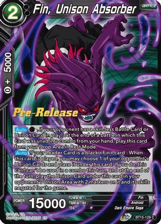 Image of Fin, Unison Absorber (BT15-129) - Saiyan Showdown PreRelease Cards