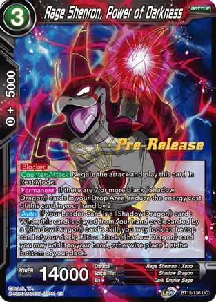Image of Rage Shenron, Power of Darkness (BT15-136) - Saiyan Showdown PreRelease Cards