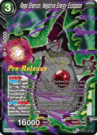 Image of Rage Shenron, Negative Energy Explosion (BT15-137) - Saiyan Showdown PreRelease Cards