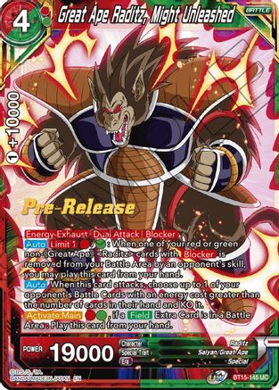 Image of Great Ape Raditz, Might Unleashed (BT15-145) - Saiyan Showdown PreRelease Cards