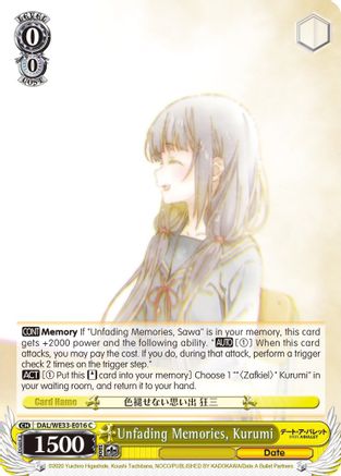 Image of Unfading Memories, Kurumi (Parallel Foil) (DAL/WE33-E016 C) - Date A Bullet