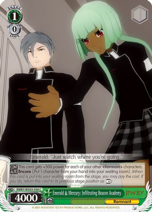 Image of Emerald & Mercury: Infiltrating Beacon Academy (RWBY/WX03-034 C) - RWBY