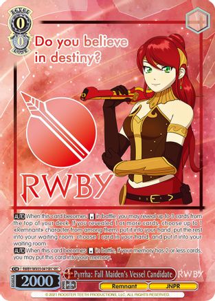 Image of Pyrrha: Fall Maiden's Vessel Candidate (SEC) (RWBY/WX03-041SEC SEC) - RWBY