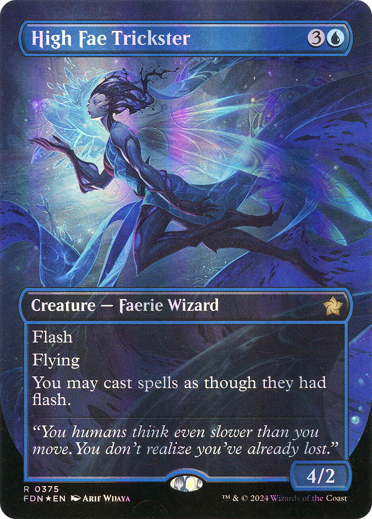 Image of High Fae Trickster (Borderless) (Mana Foil) (FDN-375) - Foundations (Borderless) Foil
