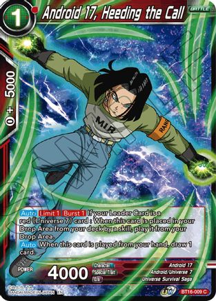 Image of Android 17, Heeding the Call (BT16-009) - Realm of the Gods Foil