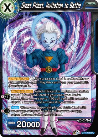 Image of Great Priest, Invitation to Battle (BT16-023) - Realm of the Gods