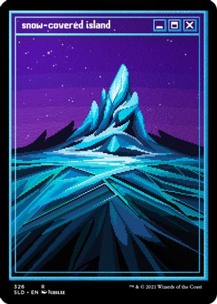 Image of Snow-Covered Island (PixelSnowLands.jpg) (Foil Etched) (SLD-326) - Secret Lair Drop Series Foil