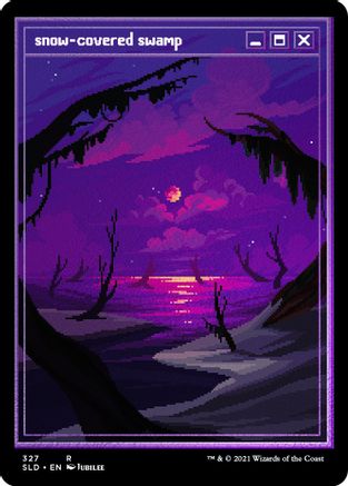 Image of Snow-Covered Swamp (PixelSnowLands.jpg) (Foil Etched) (SLD-327) - Secret Lair Drop Series Foil