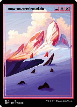 Image of Snow-Covered Mountain (PixelSnowLands.jpg) (Foil Etched) (SLD-328) - Secret Lair Drop Series Foil
