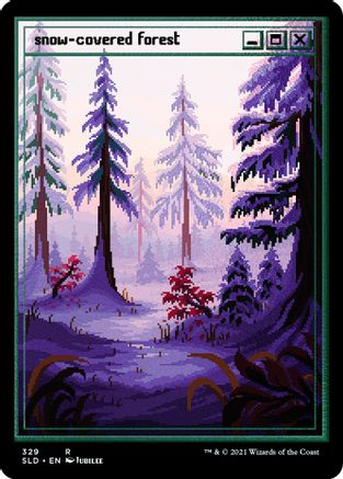 Image of Snow-Covered Forest (PixelSnowLands.jpg) (Foil Etched) (SLD-329) - Secret Lair Drop Series Foil