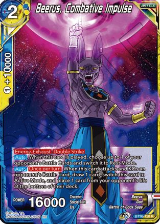 Image of Beerus, Combative Impulse (BT16-128) - Realm of the Gods Foil
