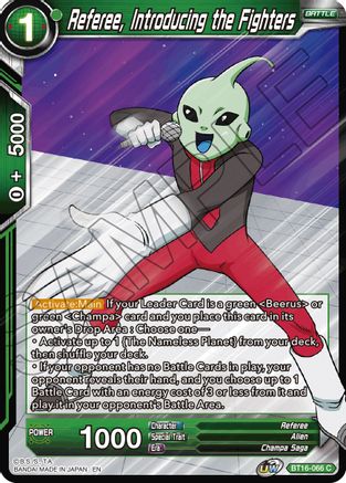 Image of Referee, Introducing the Fighters (BT16-066) - Realm of the Gods