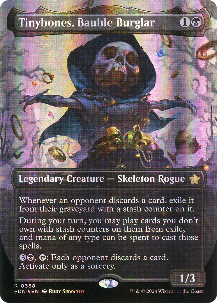 Image of Tinybones, Bauble Burglar (Borderless) (Mana Foil) (FDN-388) - Foundations (Borderless) Foil