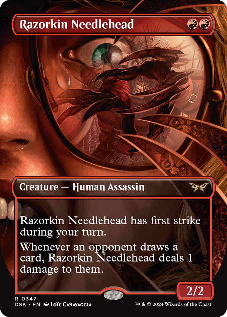 Image of Razorkin Needlehead (Borderless) (DSK-347) - Duskmourn: House of Horror (Borderless) Foil