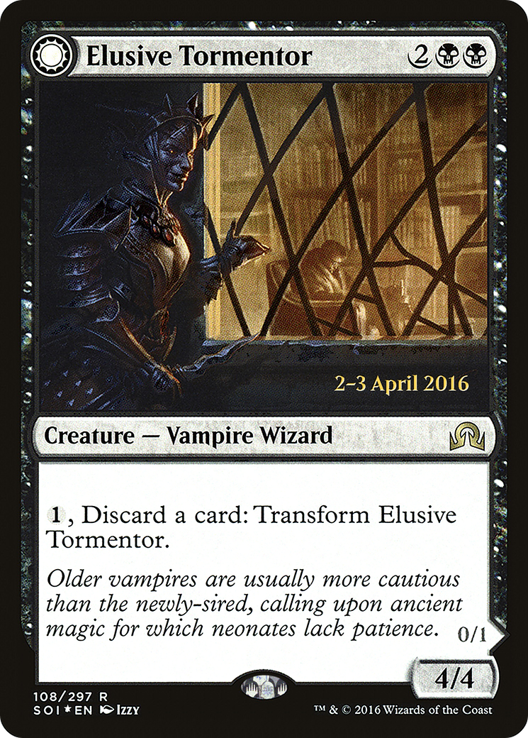 Image of Elusive Tormentor (PRE-108S) - Shadows over Innistrad Promos: (Double Faced Transform) Foil