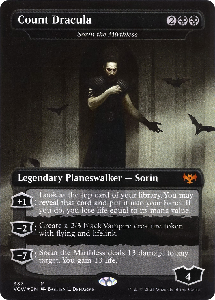 Image of Count Dracula - Sorin the Mirthless (VOW-337) - Innistrad: Crimson Vow / Count Dracula (Borderless) Foil
