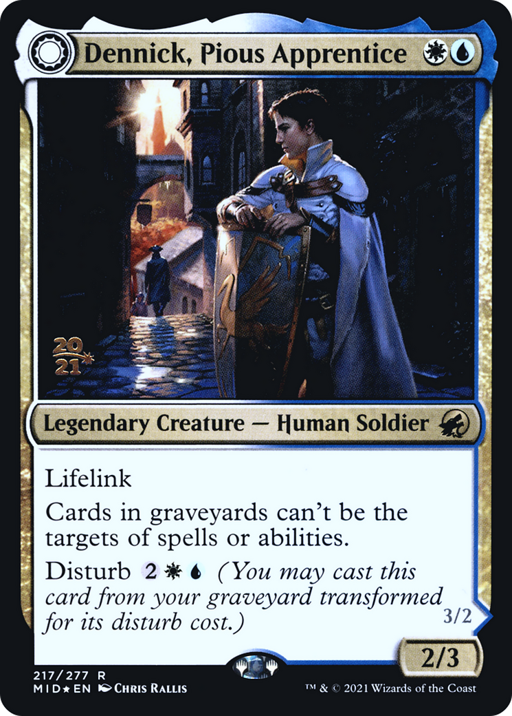 Image of Dennick, Pious Apprentice (PRE-217) - Innistrad: Midnight Hunt Promos: (Double Faced Transform) Foil