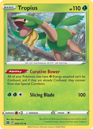 Image of Tropius 005/172  - Reverse Holofoil SWSH09 Brilliant Stars - Uncommon