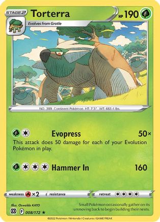 Image of Torterra 008/172  - Reverse Holofoil SWSH09 Brilliant Stars - Holo Rare