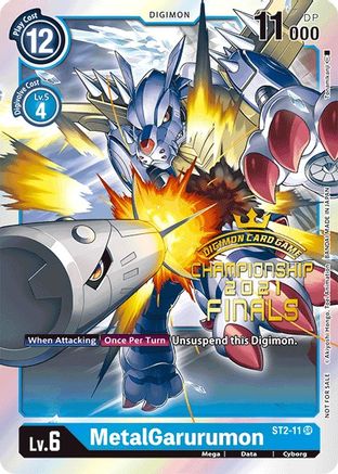 Image of MetalGarurumon (2021 Championship Finals Event Pack Alt-Art Gold Stamp Set) (ST2-11) - Starter Deck 02: Cocytus Blue Foil