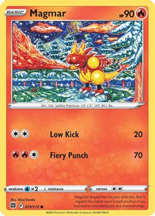 Image of Magmar 019/172  - Reverse Holofoil SWSH09 Brilliant Stars - Common