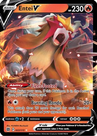 Image of Entei V 022/172  - Holofoil SWSH09 Brilliant Stars - Ultra Rare
