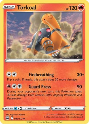 Image of Torkoal 023/172  - Reverse Holofoil SWSH09 Brilliant Stars - Uncommon