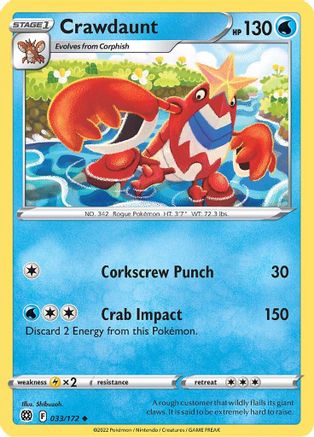 Image of Crawdaunt 033/172  SWSH09 Brilliant Stars - Uncommon