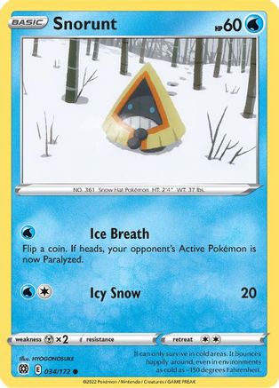 Image of Snorunt 034/172  SWSH09 Brilliant Stars - Common