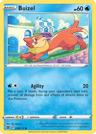 Image of Buizel 038/172  - Reverse Holofoil SWSH09 Brilliant Stars - Common
