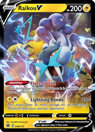 Image of Raikou V 048/172  - Holofoil SWSH09 Brilliant Stars - Ultra Rare