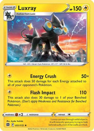 Image of Luxray 051/172  - Reverse Holofoil SWSH09 Brilliant Stars - Rare