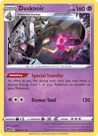 Image of Dusknoir 062/172  - Holofoil SWSH09 Brilliant Stars - Holo Rare