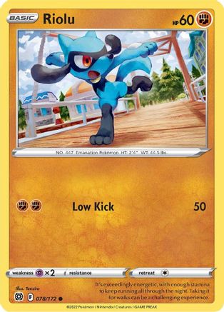 Image of Riolu 078/172  - Reverse Holofoil SWSH09 Brilliant Stars - Common