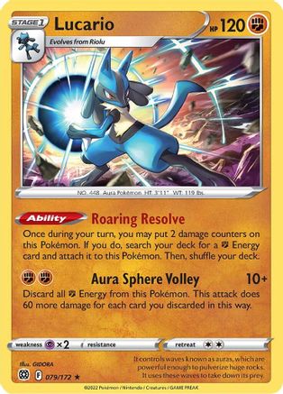 Image of Lucario 079/172  - Reverse Holofoil SWSH09 Brilliant Stars - Holo Rare