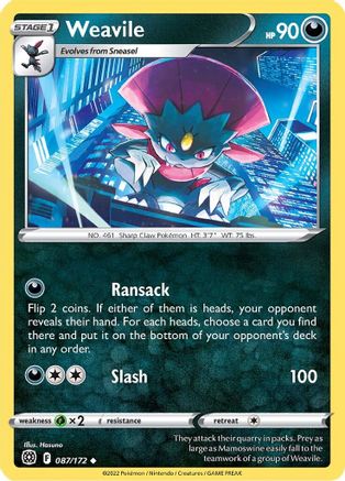 Image of Weavile 087/172  SWSH09 Brilliant Stars - Uncommon