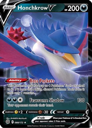 Image of Honchkrow V 088/172  - Holofoil SWSH09 Brilliant Stars - Ultra Rare