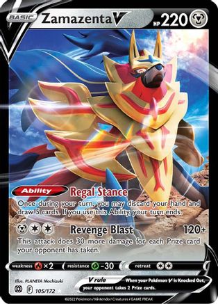 Image of Zamazenta V 105/172  - Holofoil SWSH09 Brilliant Stars - Ultra Rare