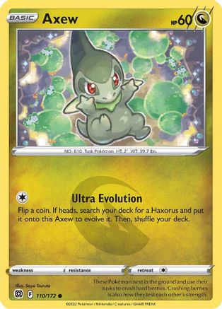 Image of Axew 110/172  - Reverse Holofoil SWSH09 Brilliant Stars - Common