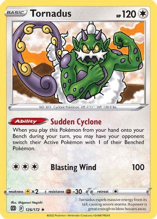 Image of Tornadus 126/172  - Reverse Holofoil SWSH09 Brilliant Stars - Rare
