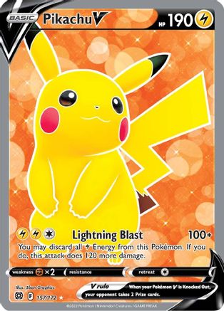 Image of Pikachu V (Full Art) 157/172  - Holofoil SWSH09 Brilliant Stars - Ultra Rare