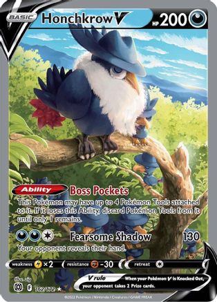 Image of Honchkrow V (Alternate Full Art) 162/172  - Holofoil SWSH09 Brilliant Stars - Ultra Rare