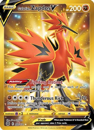 Image of Galarian Zapdos V (Secret) 182/172  - Holofoil SWSH09 Brilliant Stars - Secret Rare