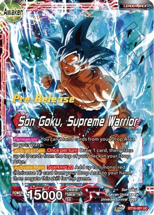 Image of Son Goku // Son Goku, Supreme Warrior (BT16-001) - Realm of the Gods PreRelease Cards