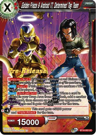 Image of Golden Frieza & Android 17, Determined Tag Team (BT16-003) - Realm of the Gods PreRelease Cards
