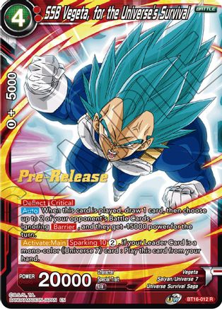 Image of SSB Vegeta, for the Universe's Survival (BT16-012) - Realm of the Gods PreRelease Cards