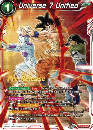 Image of Universe 7 Unified (BT16-019) - Realm of the Gods PreRelease Cards