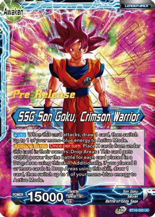 Image of Son Goku // SSG Son Goku, Crimson Warrior (BT16-020) - Realm of the Gods PreRelease Cards