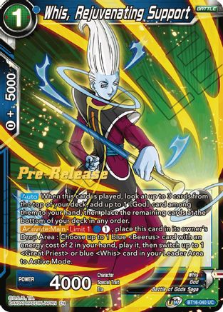 Image of Whis, Rejuvenating Support (BT16-040) - Realm of the Gods PreRelease Cards