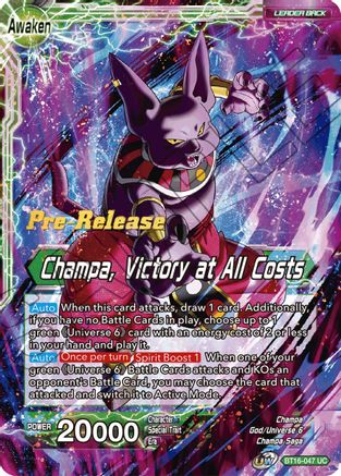 Image of Champa // Champa, Victory at All Costs (BT16-047) - Realm of the Gods PreRelease Cards